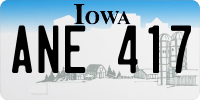 IA license plate ANE417