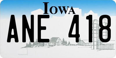 IA license plate ANE418