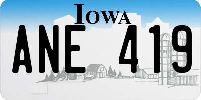 IA license plate ANE419