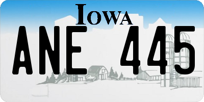 IA license plate ANE445