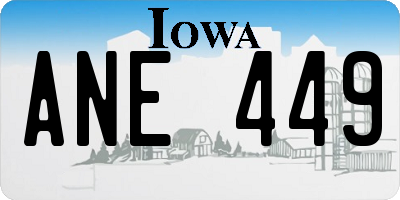 IA license plate ANE449