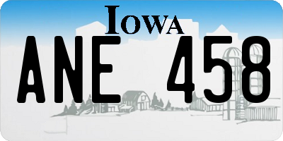 IA license plate ANE458