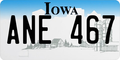 IA license plate ANE467