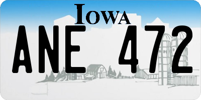 IA license plate ANE472