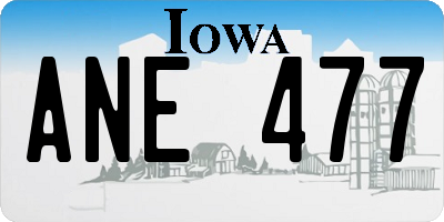 IA license plate ANE477