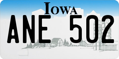 IA license plate ANE502