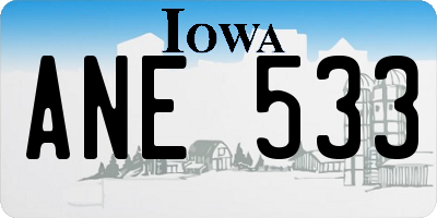 IA license plate ANE533