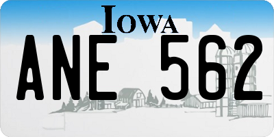 IA license plate ANE562
