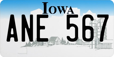 IA license plate ANE567