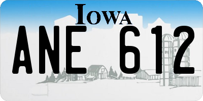 IA license plate ANE612