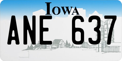 IA license plate ANE637