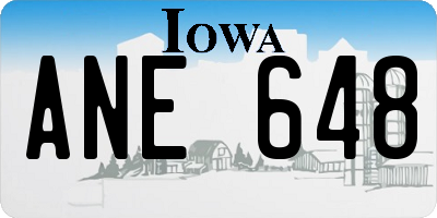 IA license plate ANE648