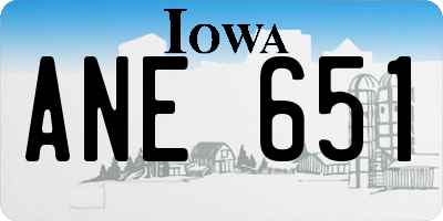 IA license plate ANE651