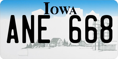 IA license plate ANE668