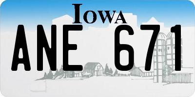 IA license plate ANE671