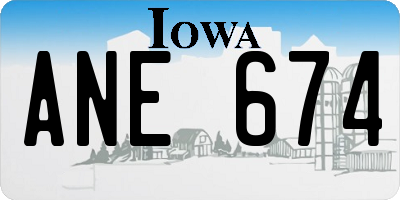 IA license plate ANE674