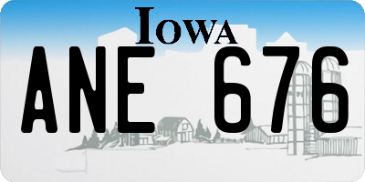 IA license plate ANE676