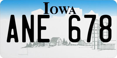 IA license plate ANE678