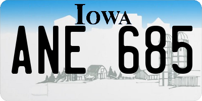 IA license plate ANE685