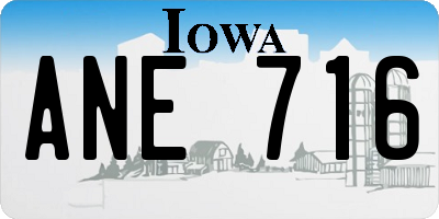 IA license plate ANE716