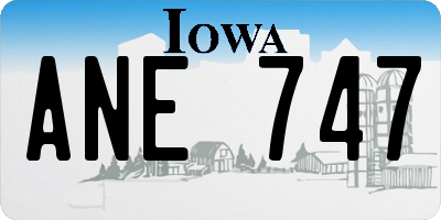 IA license plate ANE747