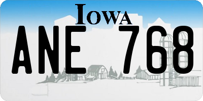IA license plate ANE768