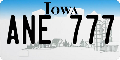 IA license plate ANE777
