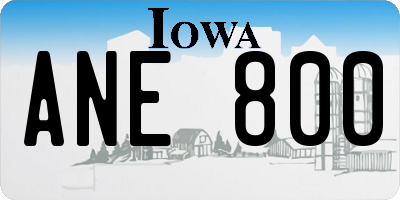 IA license plate ANE800