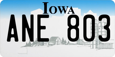 IA license plate ANE803