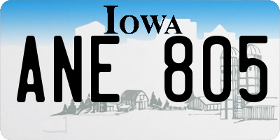 IA license plate ANE805