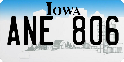 IA license plate ANE806