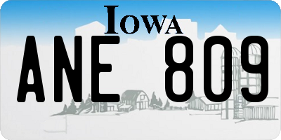 IA license plate ANE809