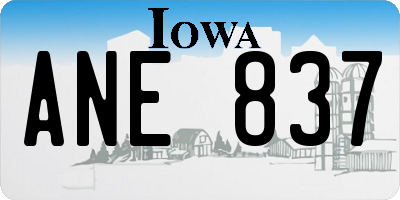 IA license plate ANE837