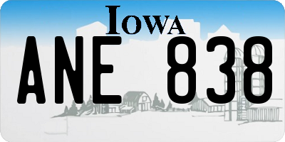 IA license plate ANE838