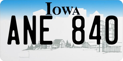 IA license plate ANE840