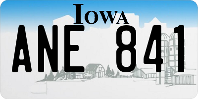 IA license plate ANE841