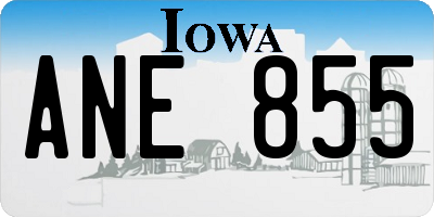 IA license plate ANE855