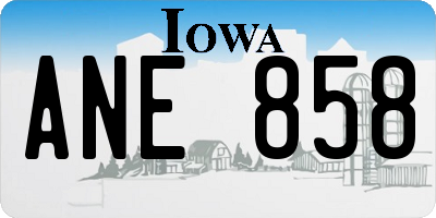 IA license plate ANE858