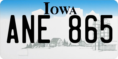 IA license plate ANE865