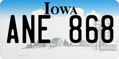 IA license plate ANE868