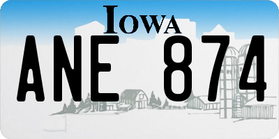 IA license plate ANE874