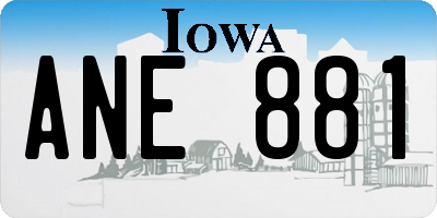 IA license plate ANE881