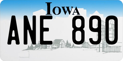 IA license plate ANE890
