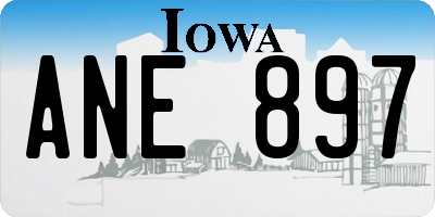 IA license plate ANE897