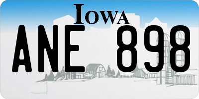 IA license plate ANE898