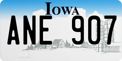 IA license plate ANE907
