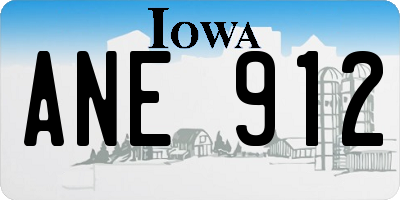 IA license plate ANE912