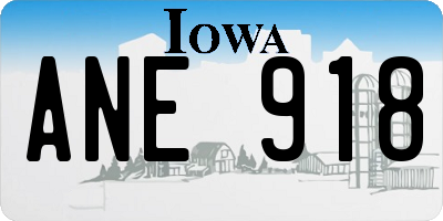 IA license plate ANE918
