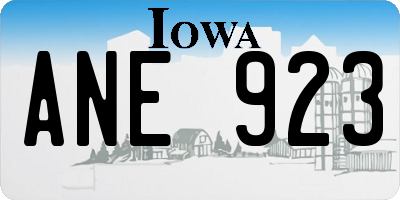IA license plate ANE923