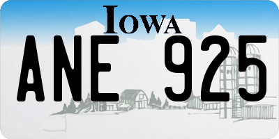 IA license plate ANE925